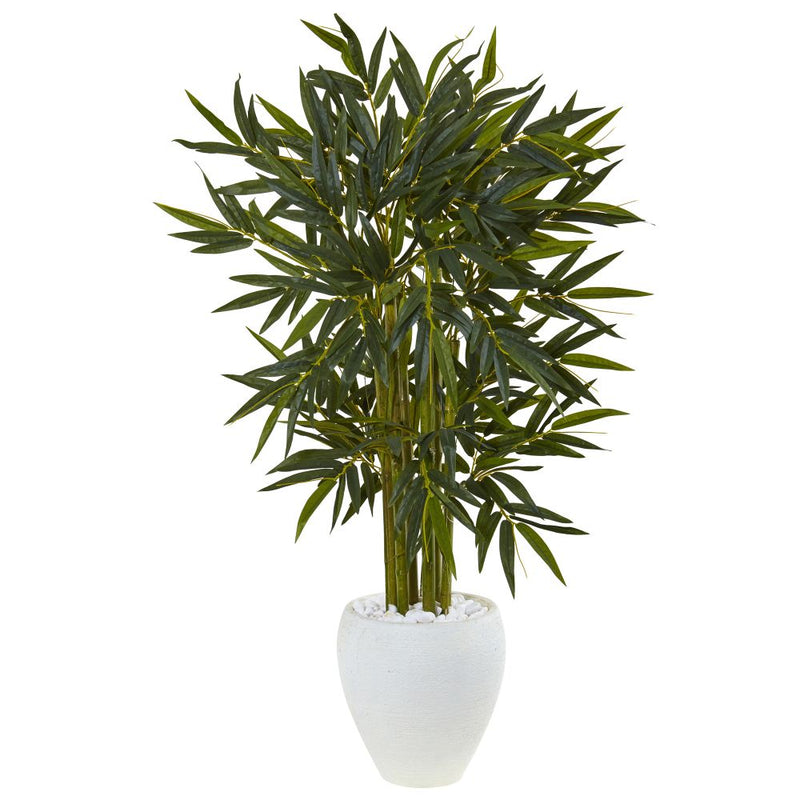 4.5’ Bamboo Tree in White Oval Planter Default Title