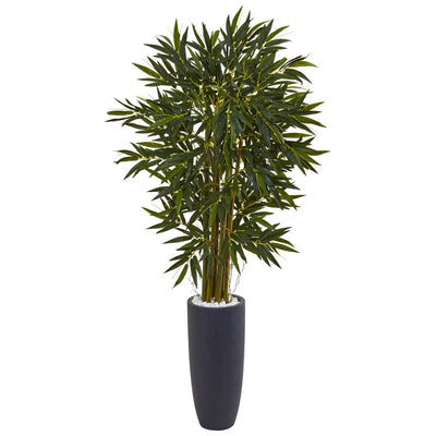 6.5’ Bamboo Tree in Gray Cylinder Planter Default Title