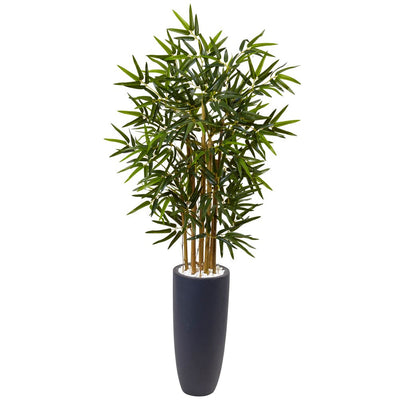 4’ Bamboo Tree in Gray Cylinder Planter Default Title