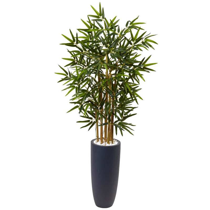 4’ Bamboo Tree in Gray Cylinder Planter Default Title