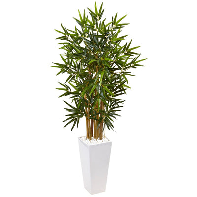 4’ Bamboo Tree in White Tower Planter Default Title