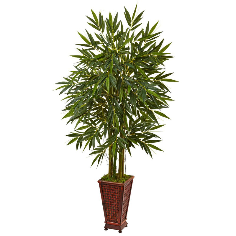 5.5’ Bamboo Tree in Decorative Wood Planter Default Title