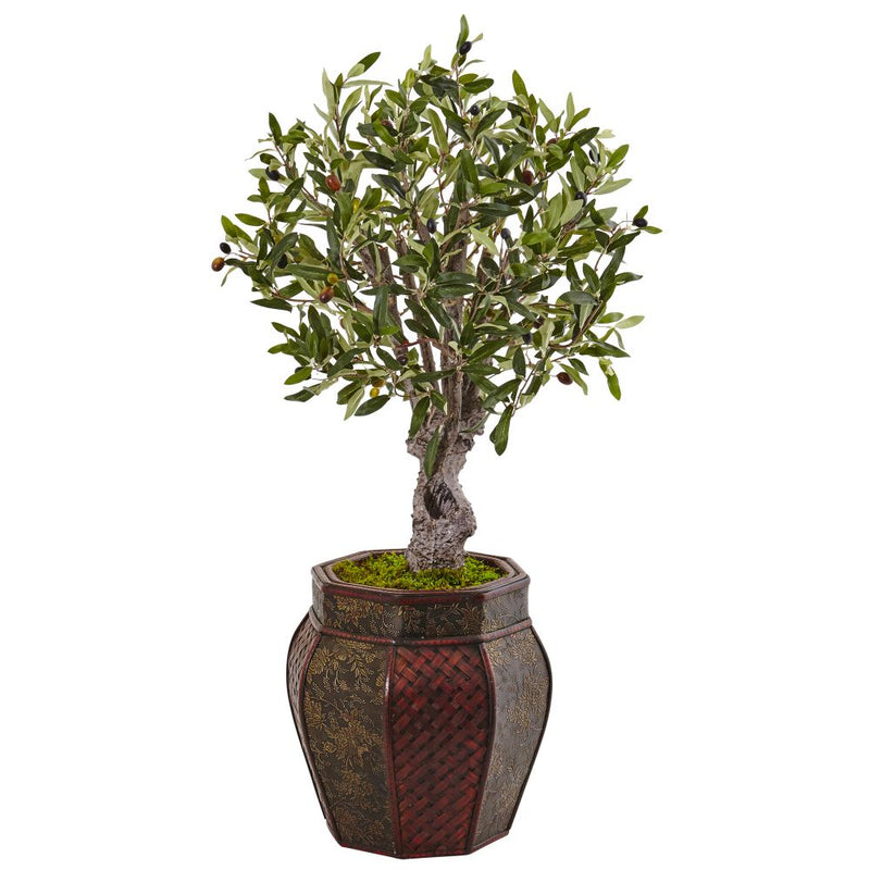 3’ Olive Tree in Weave Panel Planter Default Title