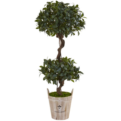 4.5’ Sweet Bay Double Topiary Tree in Farmhouse Planter Default Title