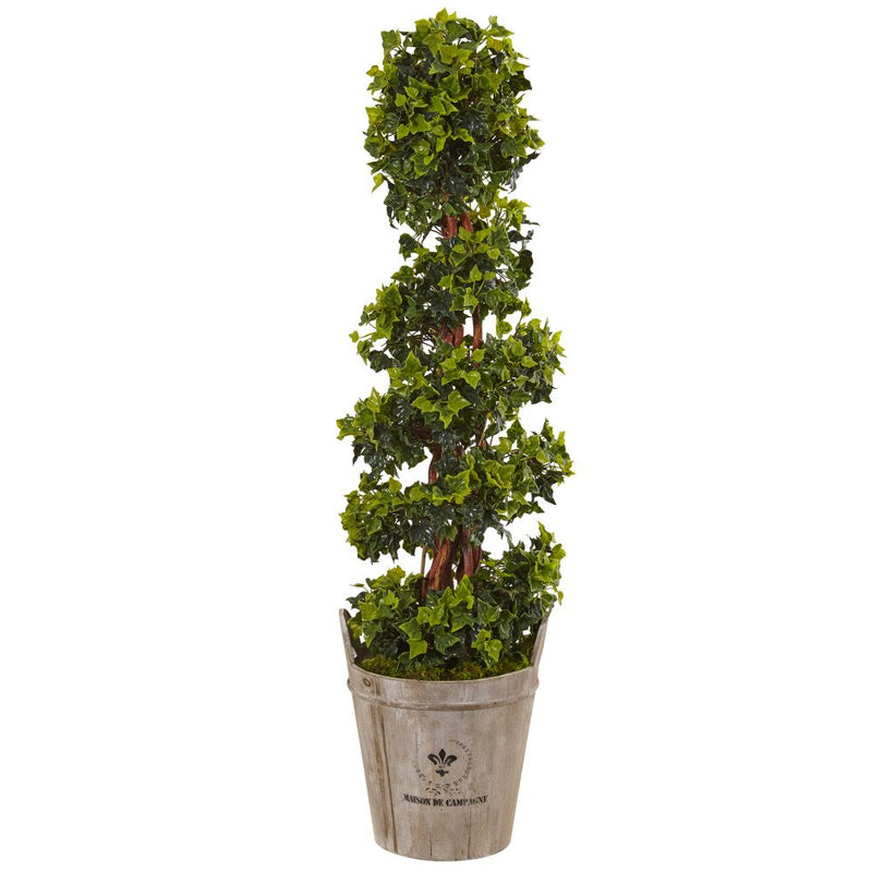 4’ English Ivy Tree in Farmhouse Planter UV Resistant (Indoor/Outdoor) Default Title