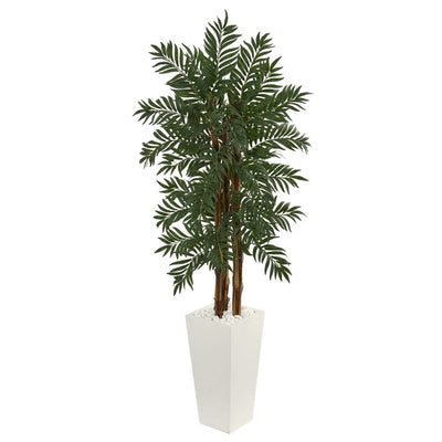 5.5' Parlor Palm Artificial Tree in White Tower Planter Default Title