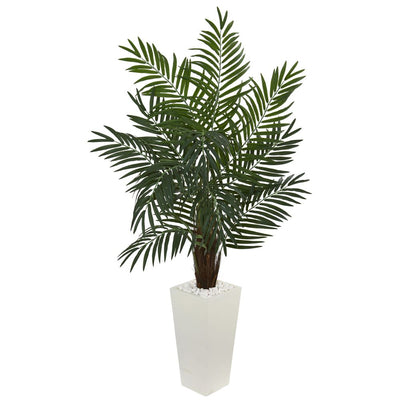 5.5' Areca Artificial Palm Tree in White Tower Planter Default Title