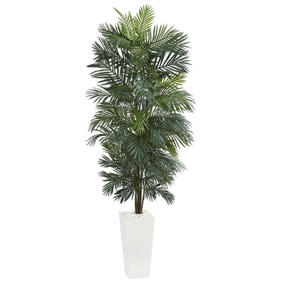 7' Areca Artificial Tree in White Tower Planter Default Title