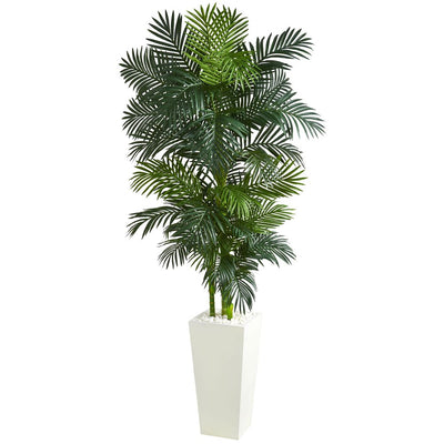 Golden Cane Palm Artificial Tree in White Tower Planter Default Title