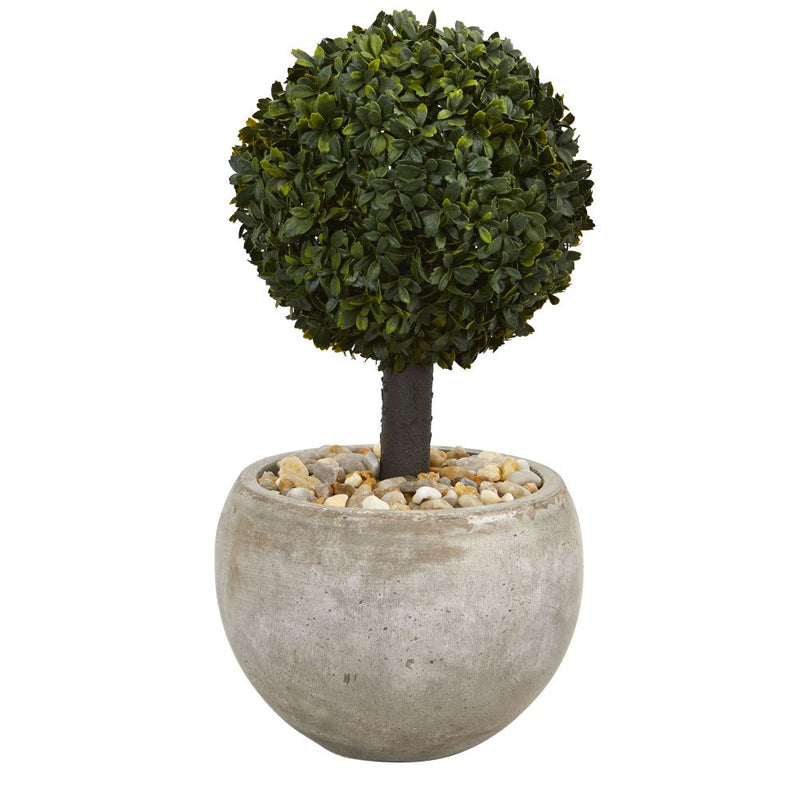 2’ Boxwood Topiary Artificial Tree in Sand Colored Bowl (Indoor/Outdoor) Default Title