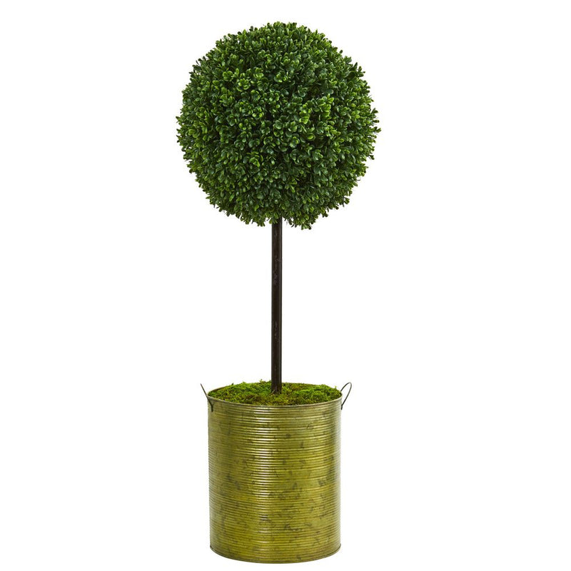 2.5’ Boxwood Topiary Artificial Tree in Green Tin UV Resistant (Indoor/Outdoor) Default Title