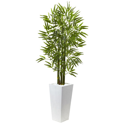 Bamboo Tree with White Planter UV Resistant (Indoor/Outdoor) Default Title