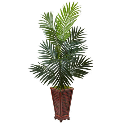 4.5’ Kentia Palm Tree in Decorative Wood Planter Default Title