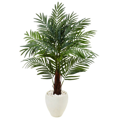 4.5’ Areca Palm Tree in White Oval Planter Default Title