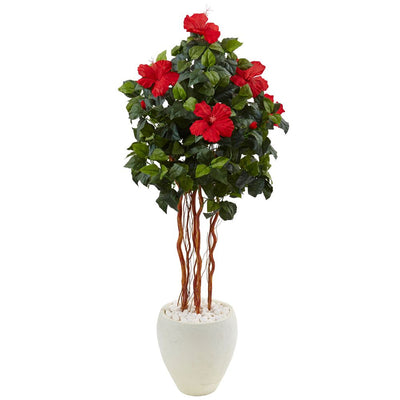 4.5’ Hibiscus Tree in White Oval Vase Default Title