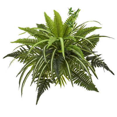 22” Mixed Greens and Fern Artificial Bush Plant (Set of 3) Default Title