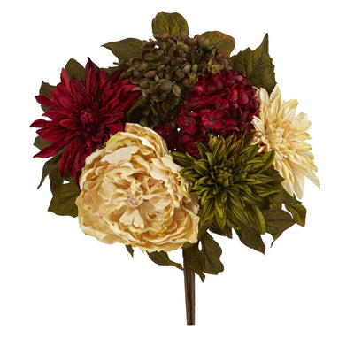 16” Peony, Hydrangea and Dahlia Artificial Flower Bouquet (Set of 2) Default Title