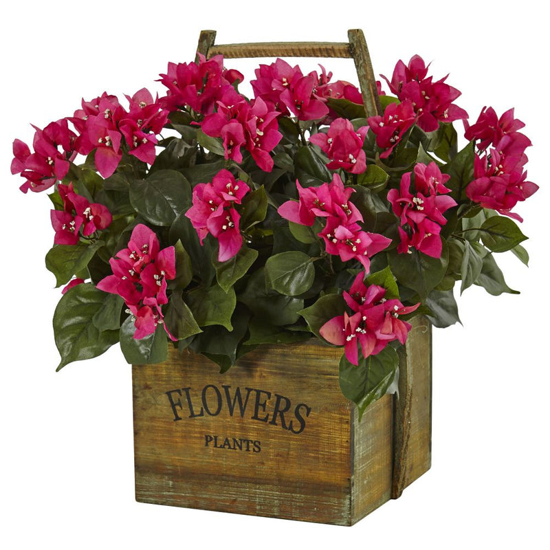 Bougainvillea in Rustic Wood Planter Default Title