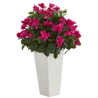 Bougainvillea Artificial Plant in White Tower Planter Default Title