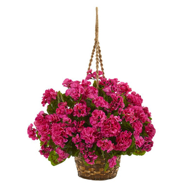 Geranium Hanging Basket Artificial Plant UV Resistant (Indoor/Outdoor) Default Title