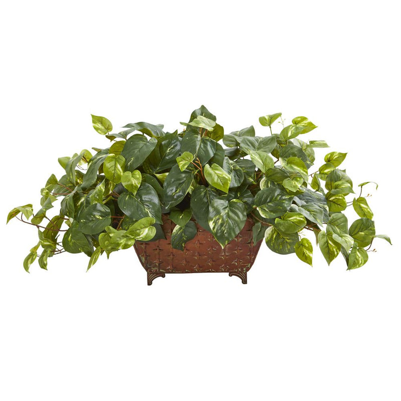 Pothos Artificial Plant in Metal Planter Default Title