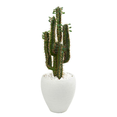 3' Cactus Artificial Plant in White Planter Default Title