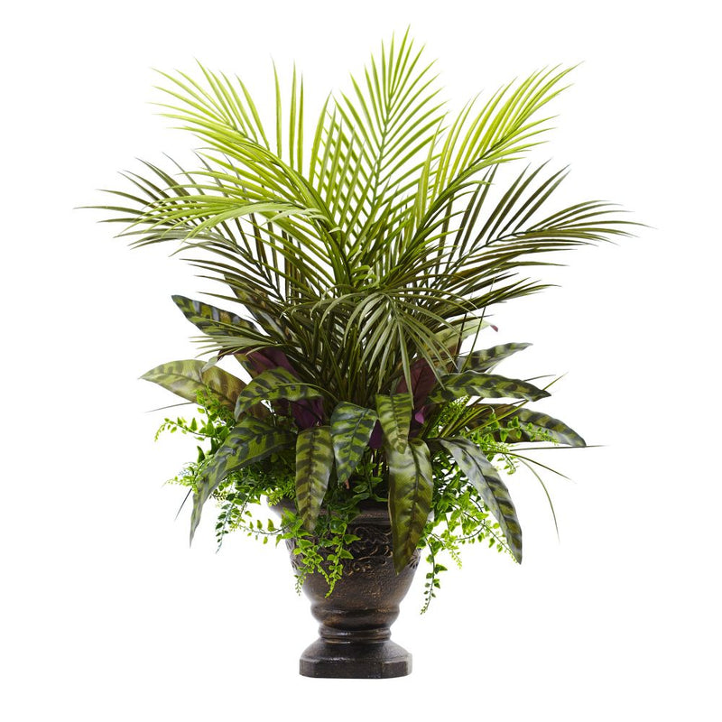 27” Mixed Areca Palm, Fern & Peacock w/Planter Default Title