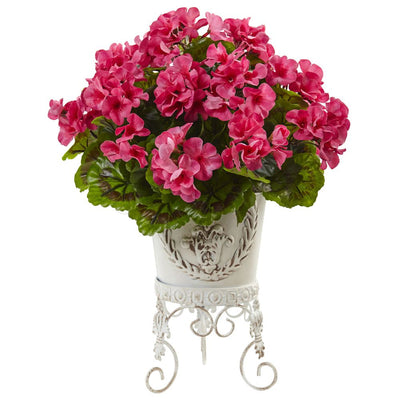 Geranium with Metal Planter UV Resistant (Indoor/Outdoor) Default Title