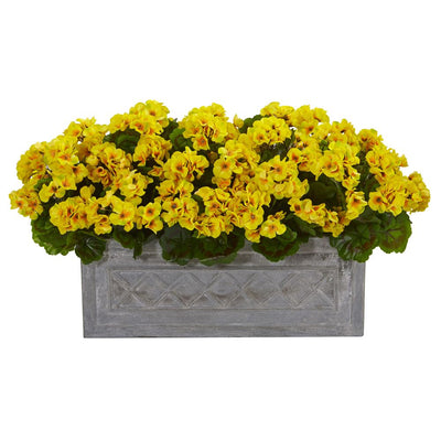 18" Geranium Artificial Plant in Stone Planter UV Resistant (Indoor/Outdoor) Default Title