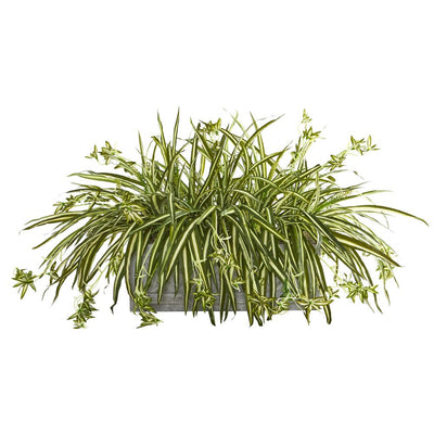 Spider Plant Artificial Plant in Stone Planter Default Title