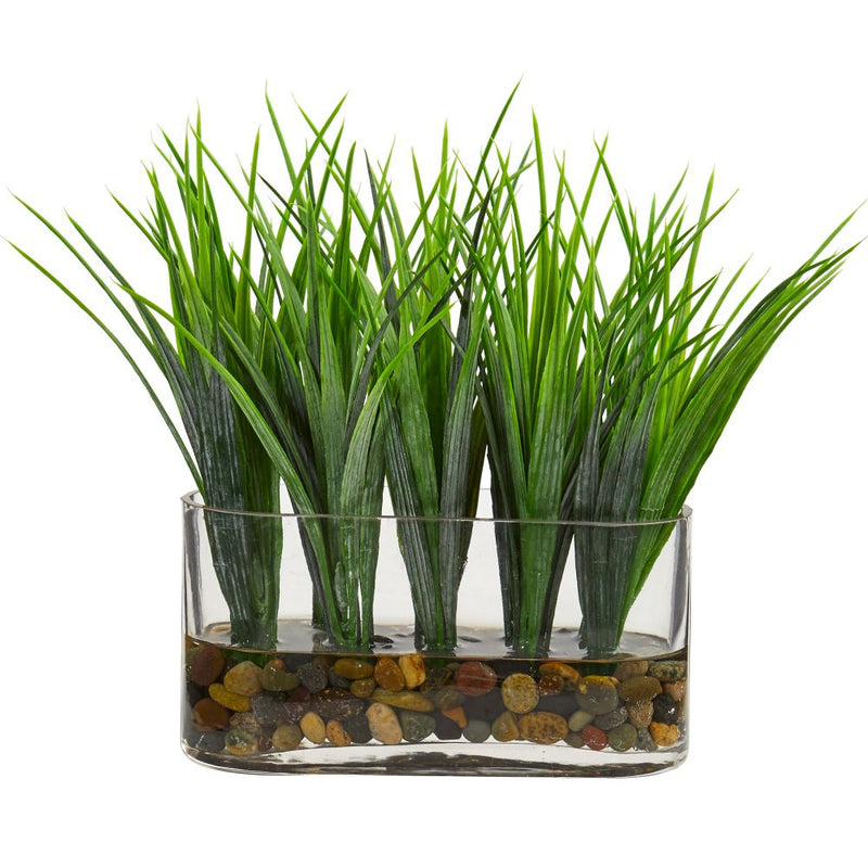 Vanilla Grass Artificial Plant in Oval Vase Default Title