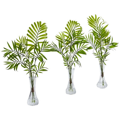 Mini Palm Artificial Plant in Vase (Set of 3) Default Title