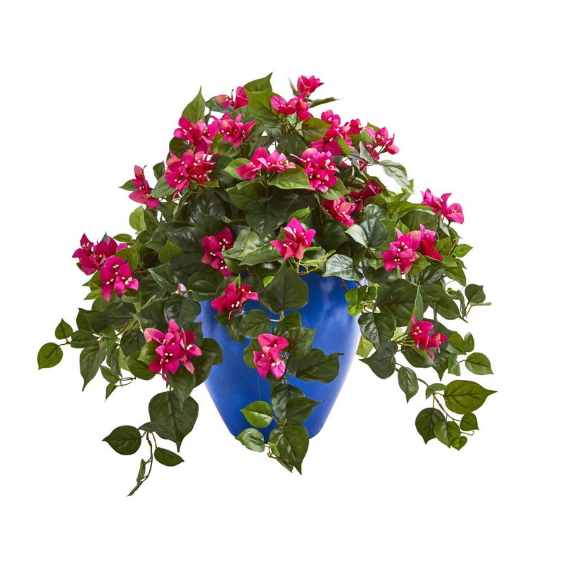 Bougainvillea Artificial Plant in Blue Planter Default Title