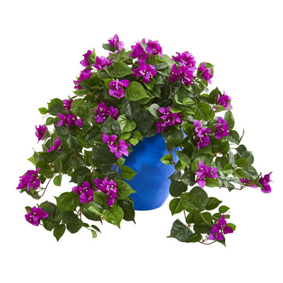 Bougainvillea Artificial Plant in Blue Planter Default Title