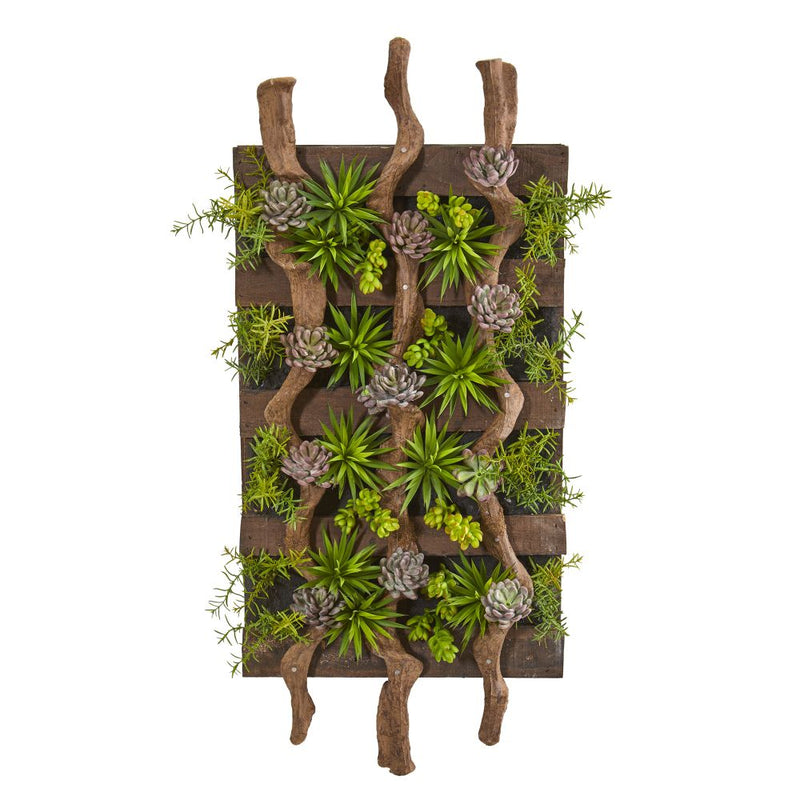 41” x 19” Mixed Succulent Artificial Living Wall Default Title