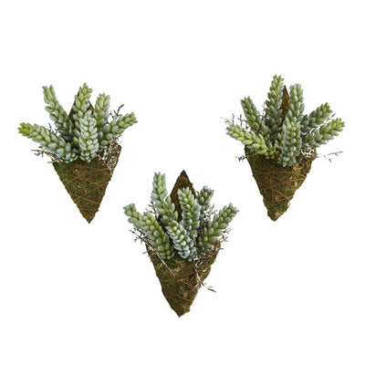 8” Sedum Succulent Artificial Wall Decor Plant (Set of 3) Default Title