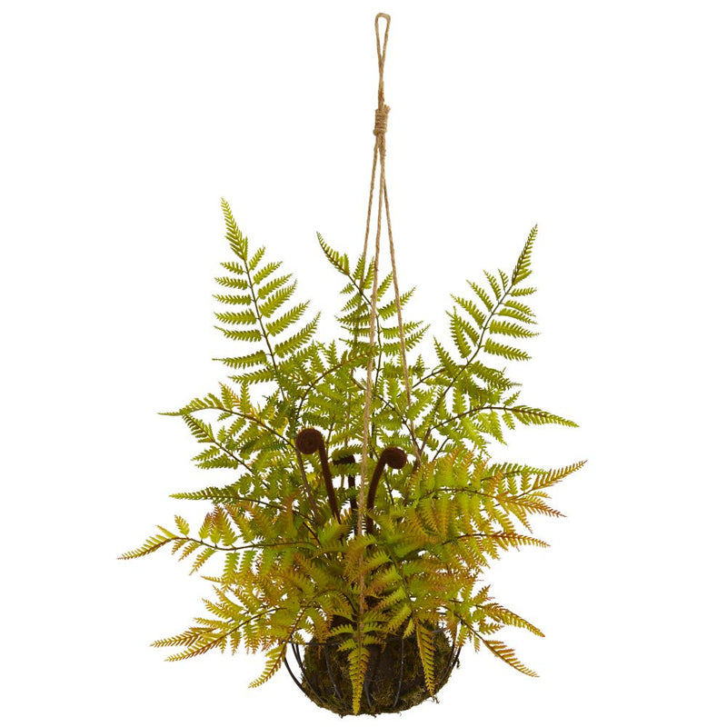 21” Fern Artificial Plant in Metal Hanging Basket Default Title