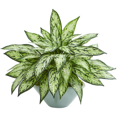 Silver Queen Artificial Plant in Green Vase Default Title