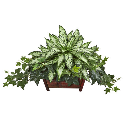 Silver Queen and Ivy Artificial Plant in Decorative Planter Default Title