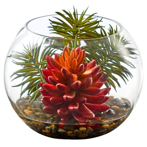 Succulent Artificial Plant in Round Vase Default Title