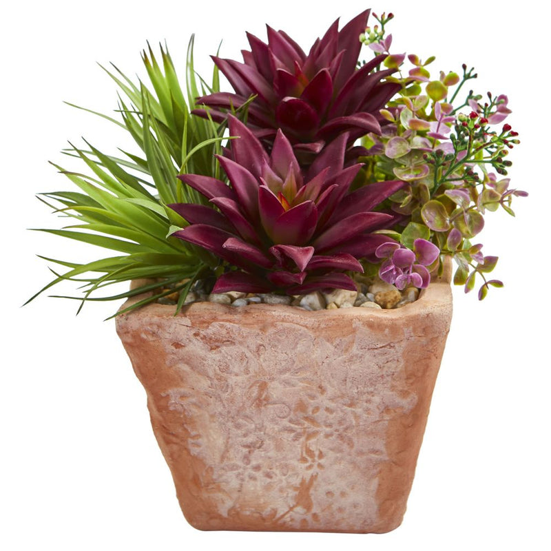 Succulent Garden Artificial Plant in Terracotta Planter Default Title