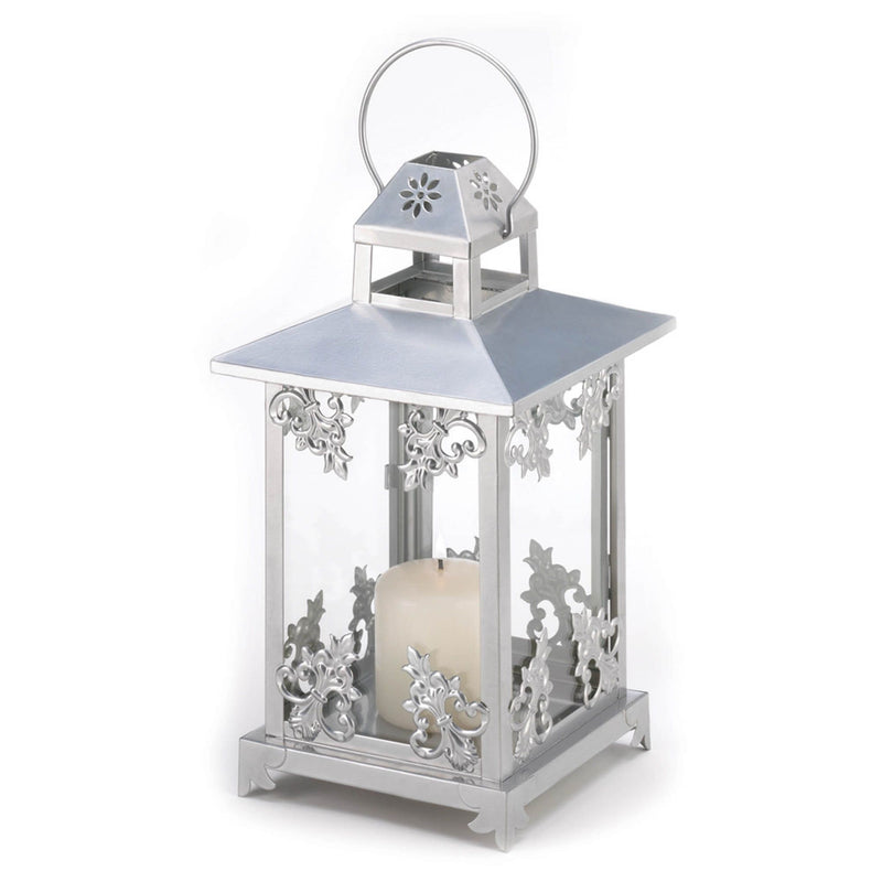 SILVER SCROLLWORK CANDLE LANTERN Default Title