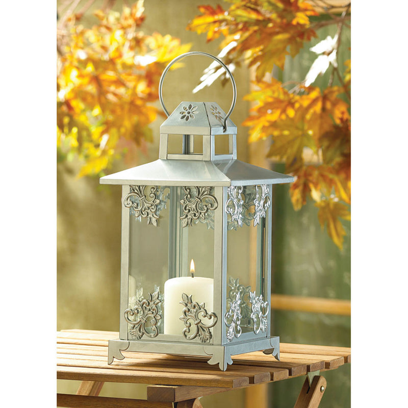 SILVER SCROLLWORK CANDLE LANTERN Default Title