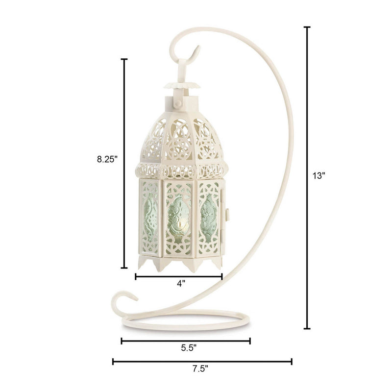 WHITE FANCY CANDLE LANTERN WITH STAND Default Title