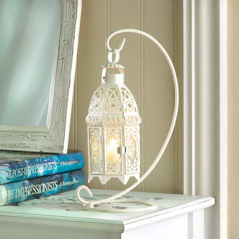 WHITE FANCY CANDLE LANTERN WITH STAND Default Title