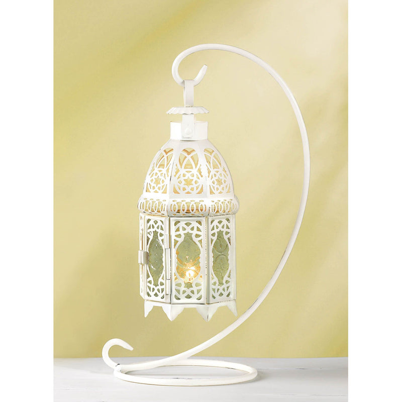 WHITE FANCY CANDLE LANTERN WITH STAND Default Title