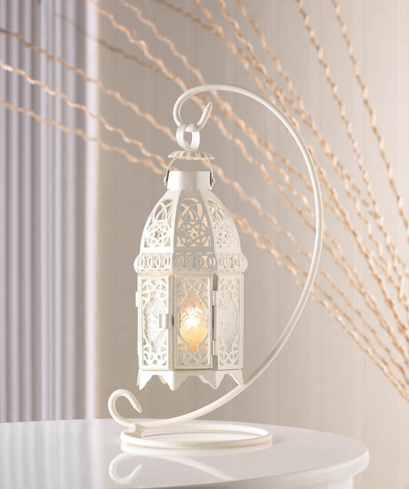 WHITE FANCY CANDLE LANTERN WITH STAND Default Title