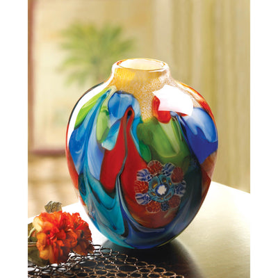 FLORAL FANTASIA ART GLASS VASE Default Title