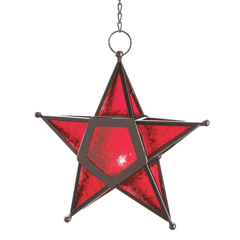 RED GLASS STAR LANTERN Default Title