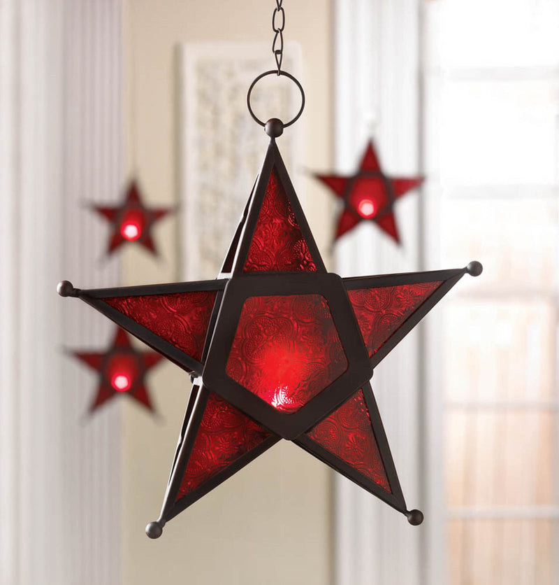 RED GLASS STAR LANTERN Default Title